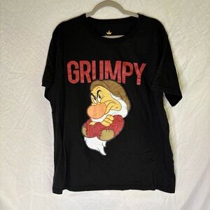 Disney Grumpy Graphic T-Shirt Black Short Sleeve Large
